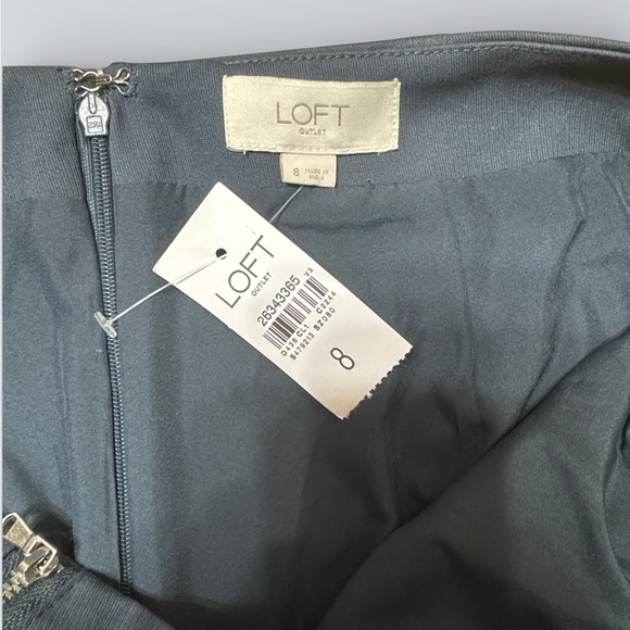 NWT LOFT Solid Blue/Grey Double Front Zip Shift Skirt - Picture 4 of 4